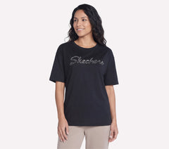 Skechers outlet | Script Diamond Studded Short Sleeve Tee
