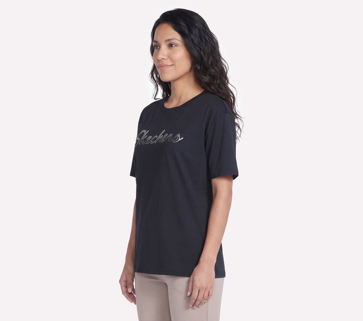 Skechers outlet | Script Diamond Studded Short Sleeve Tee