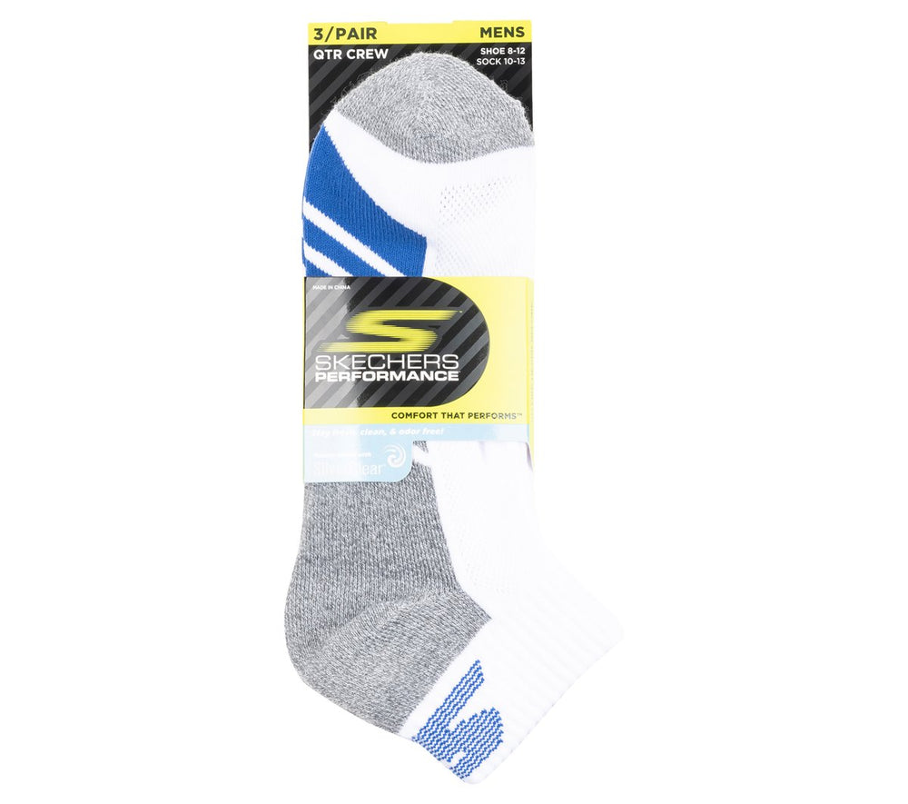 Skechers USA | 3 Pack Men's Half Terry Quarter Crew Socks