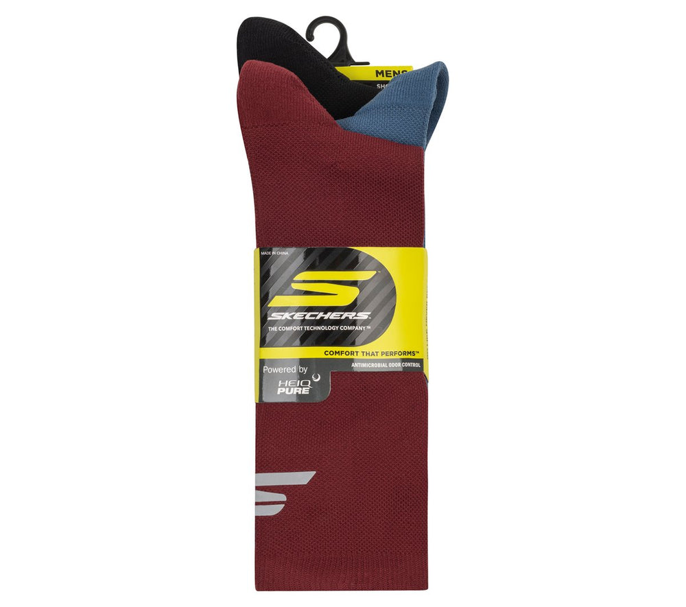 Skechers US | 3 Pack Men's Reflective Performance Half Terry Crew Socks
