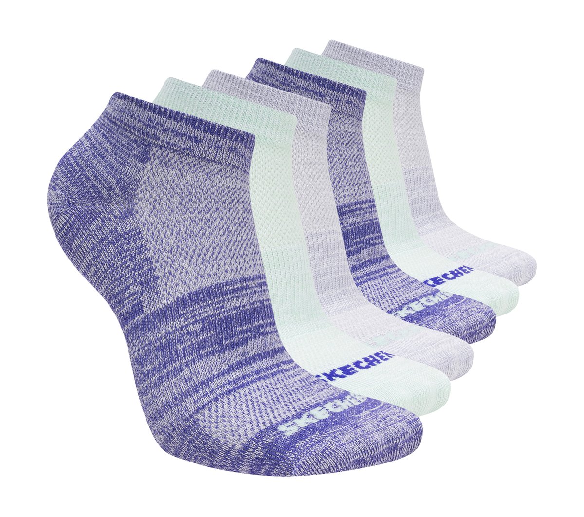 Skechers USA | 6 Pack Girls' Low Cut Color Stripe Socks